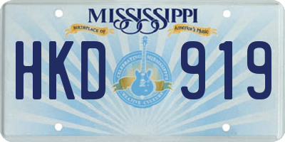 MS license plate HKD919