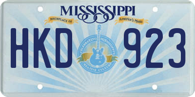 MS license plate HKD923