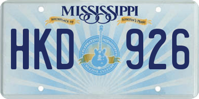 MS license plate HKD926