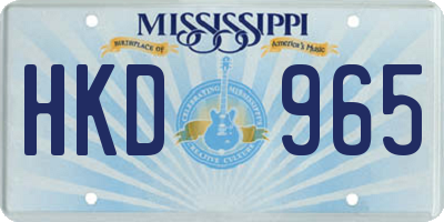 MS license plate HKD965