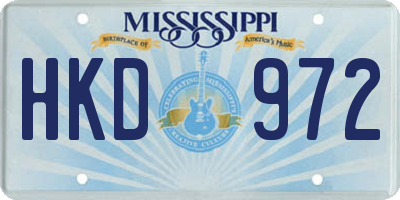 MS license plate HKD972