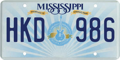 MS license plate HKD986