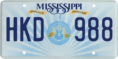 MS license plate HKD988