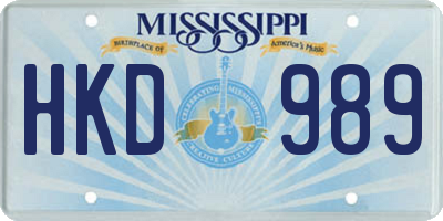 MS license plate HKD989