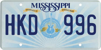 MS license plate HKD996