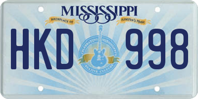 MS license plate HKD998