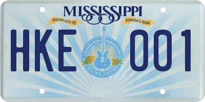 MS license plate HKE001