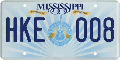 MS license plate HKE008