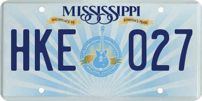 MS license plate HKE027