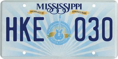 MS license plate HKE030