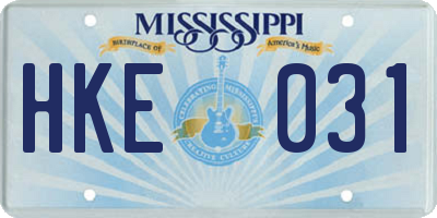 MS license plate HKE031