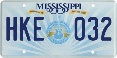 MS license plate HKE032