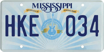 MS license plate HKE034