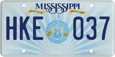 MS license plate HKE037