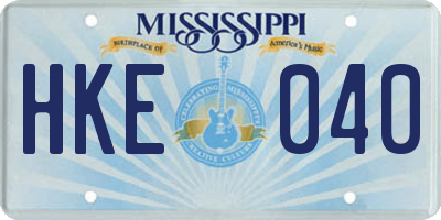 MS license plate HKE040
