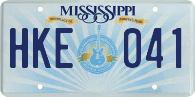 MS license plate HKE041