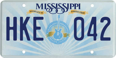 MS license plate HKE042