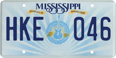 MS license plate HKE046
