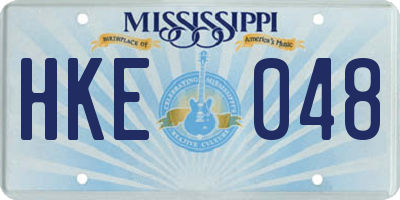 MS license plate HKE048