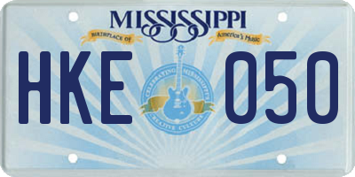 MS license plate HKE050
