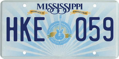 MS license plate HKE059
