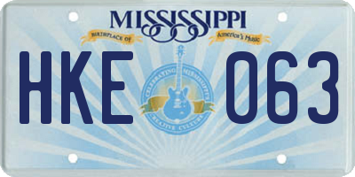 MS license plate HKE063