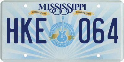 MS license plate HKE064