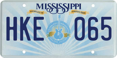 MS license plate HKE065