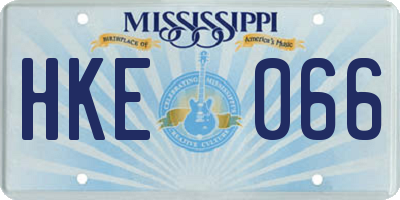 MS license plate HKE066
