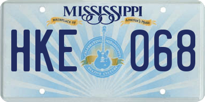 MS license plate HKE068