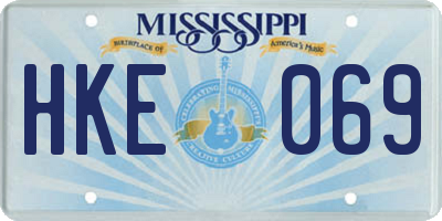 MS license plate HKE069