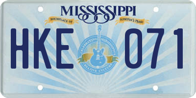 MS license plate HKE071