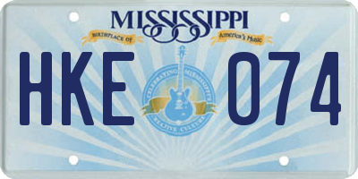 MS license plate HKE074
