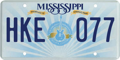MS license plate HKE077