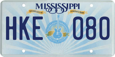 MS license plate HKE080
