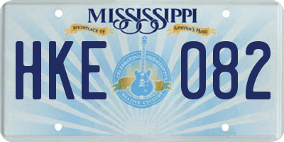 MS license plate HKE082