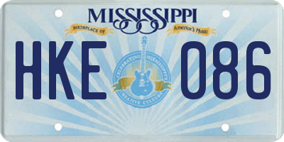 MS license plate HKE086