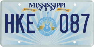 MS license plate HKE087