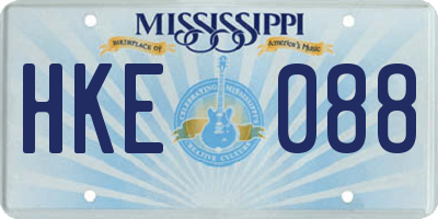 MS license plate HKE088