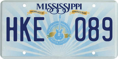 MS license plate HKE089
