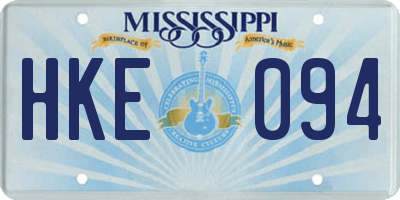 MS license plate HKE094