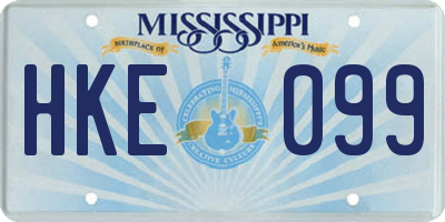 MS license plate HKE099