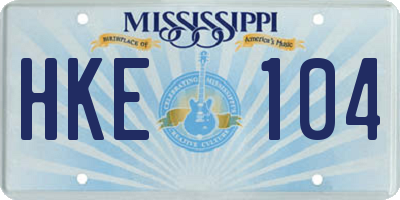 MS license plate HKE104
