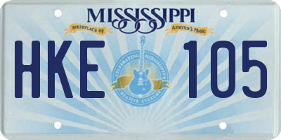 MS license plate HKE105