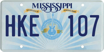 MS license plate HKE107