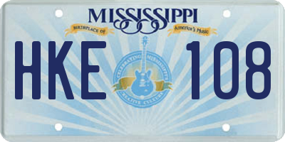 MS license plate HKE108