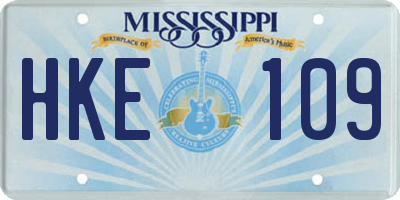 MS license plate HKE109