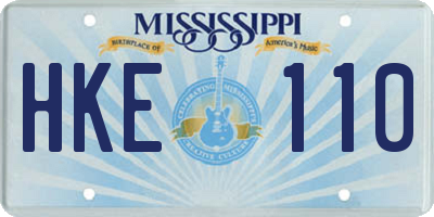 MS license plate HKE110