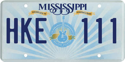 MS license plate HKE111