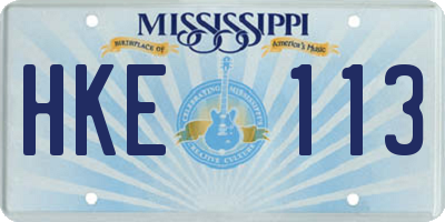 MS license plate HKE113